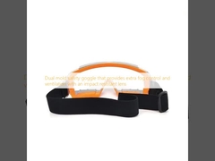 डबल मोल्ड सुरक्षा चश्मा जो एक प्रभाव प्रतिरोधी लेंस के साथ अतिरिक्त धुंध नियंत्रण और वेंटिलेशन प्रदान करता है