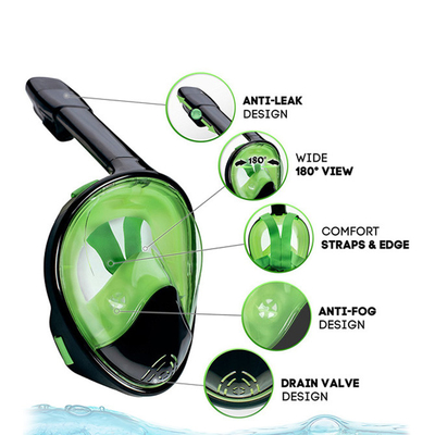 Adult Swimming Scuba Diving 180 Degree Snorkel Full Face Free Breathing